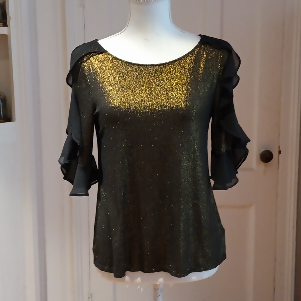 NEW Bold Elements Cold Shoulder Ruffle Sleeve Blouse